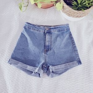BERSHKA Retro High Rise 70's Style Denim Shorts